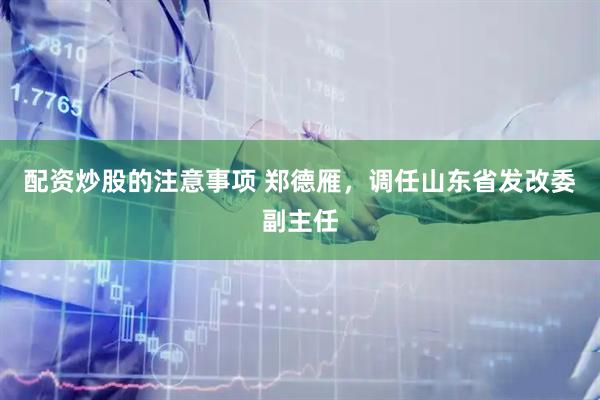 配资炒股的注意事项 郑德雁，调任山东省发改委副主任
